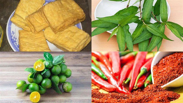 Nguyên liệu cho món đậu phụ hấp rau răm.