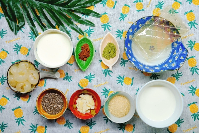 Nguyên liệu chuẩn bị làm món khúc bạch vải (nguồn: Internet)