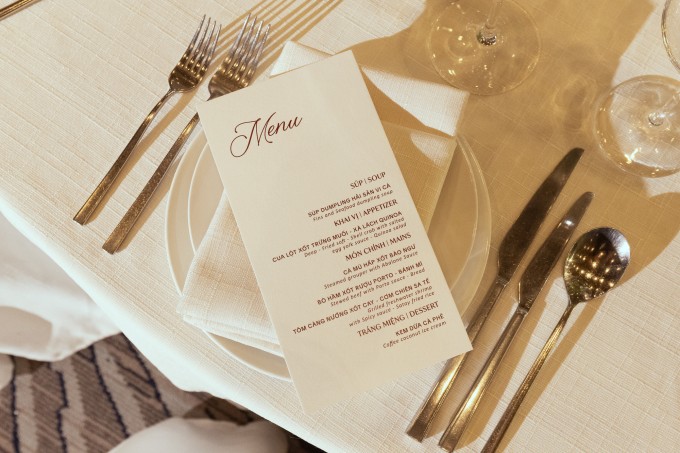 Thực đơn tiệc cưới của Á hậu Quỳnh Châu.
