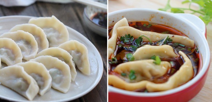 Sủi cảo nhân thịt và cần tây