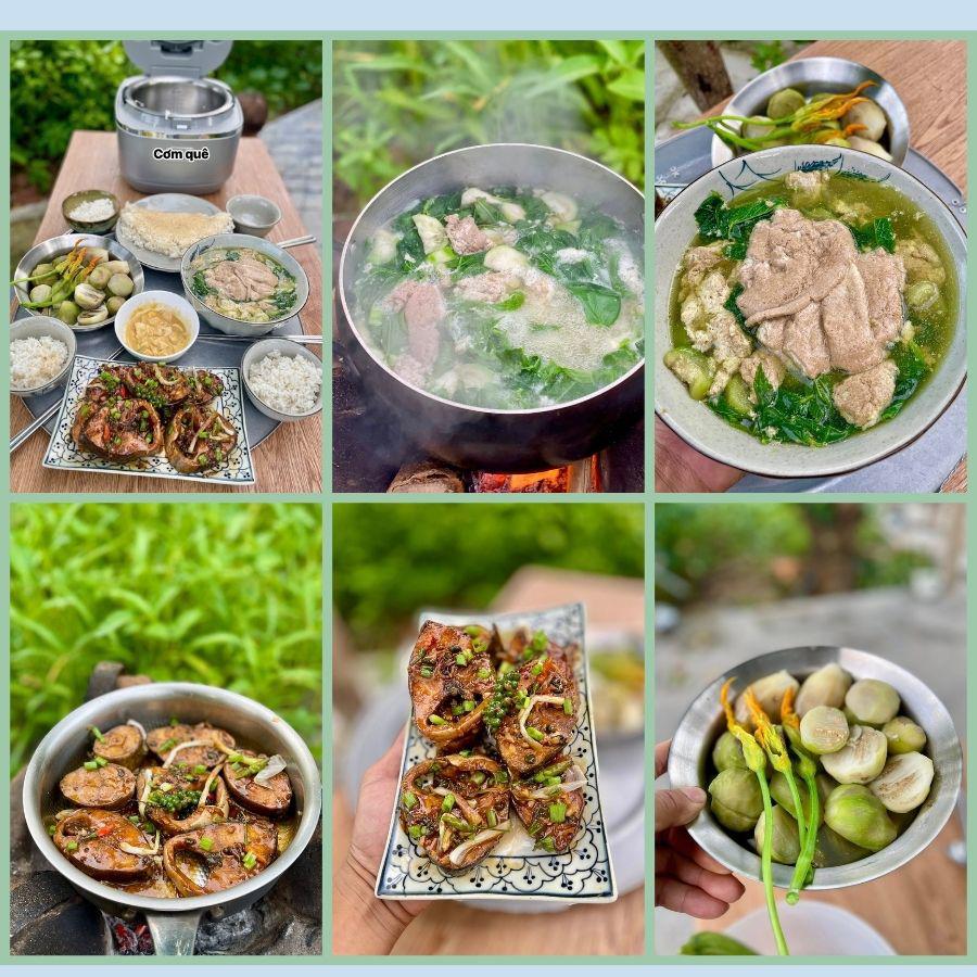 Rau củ đa số là 'của nhà trồng được' nên rất tươi non.